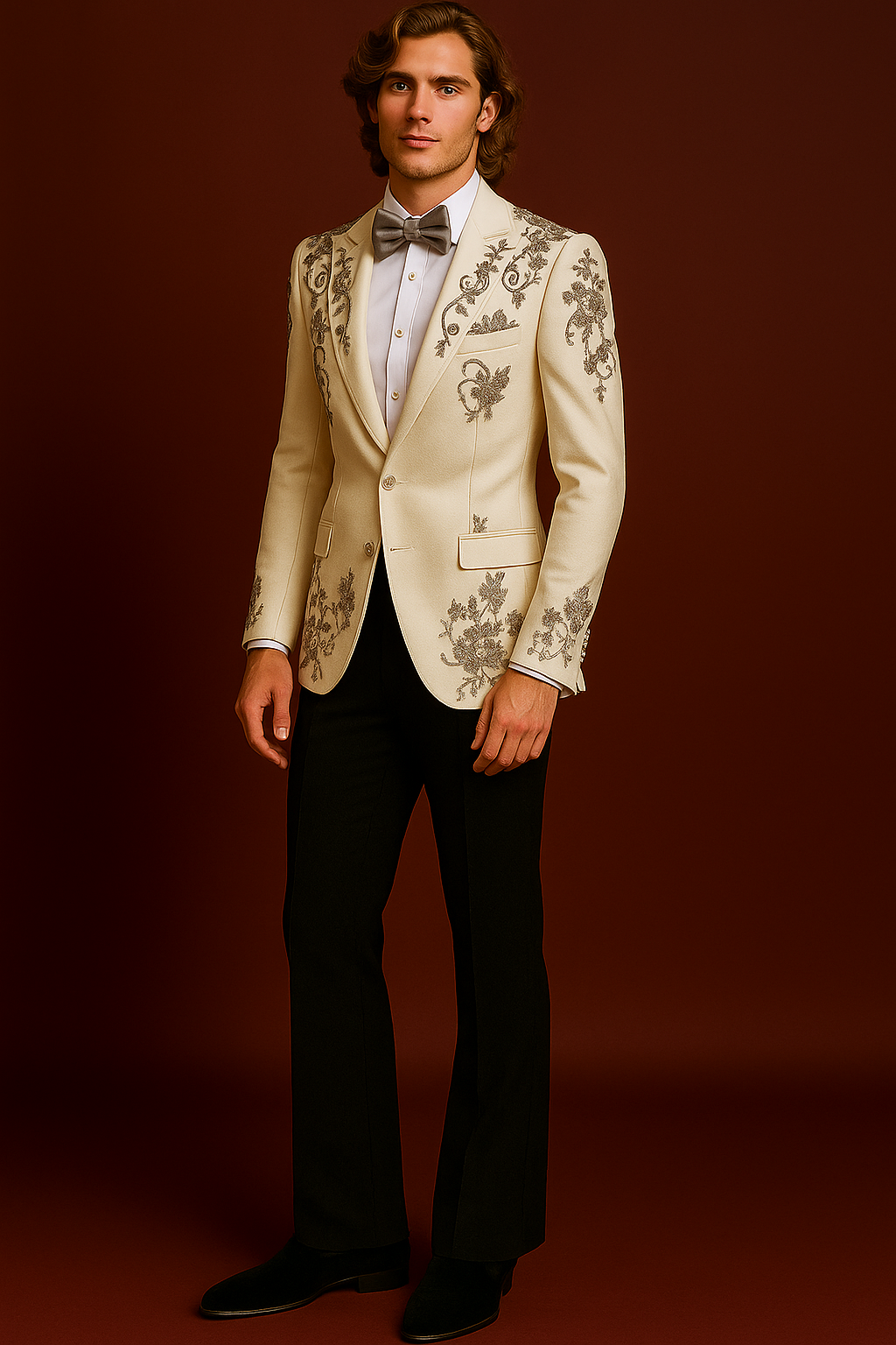 Luxury Cream Embroidered Blazer with Black Pant for Men | Designer Formal & Festive Wear by P&H by Priyanshu