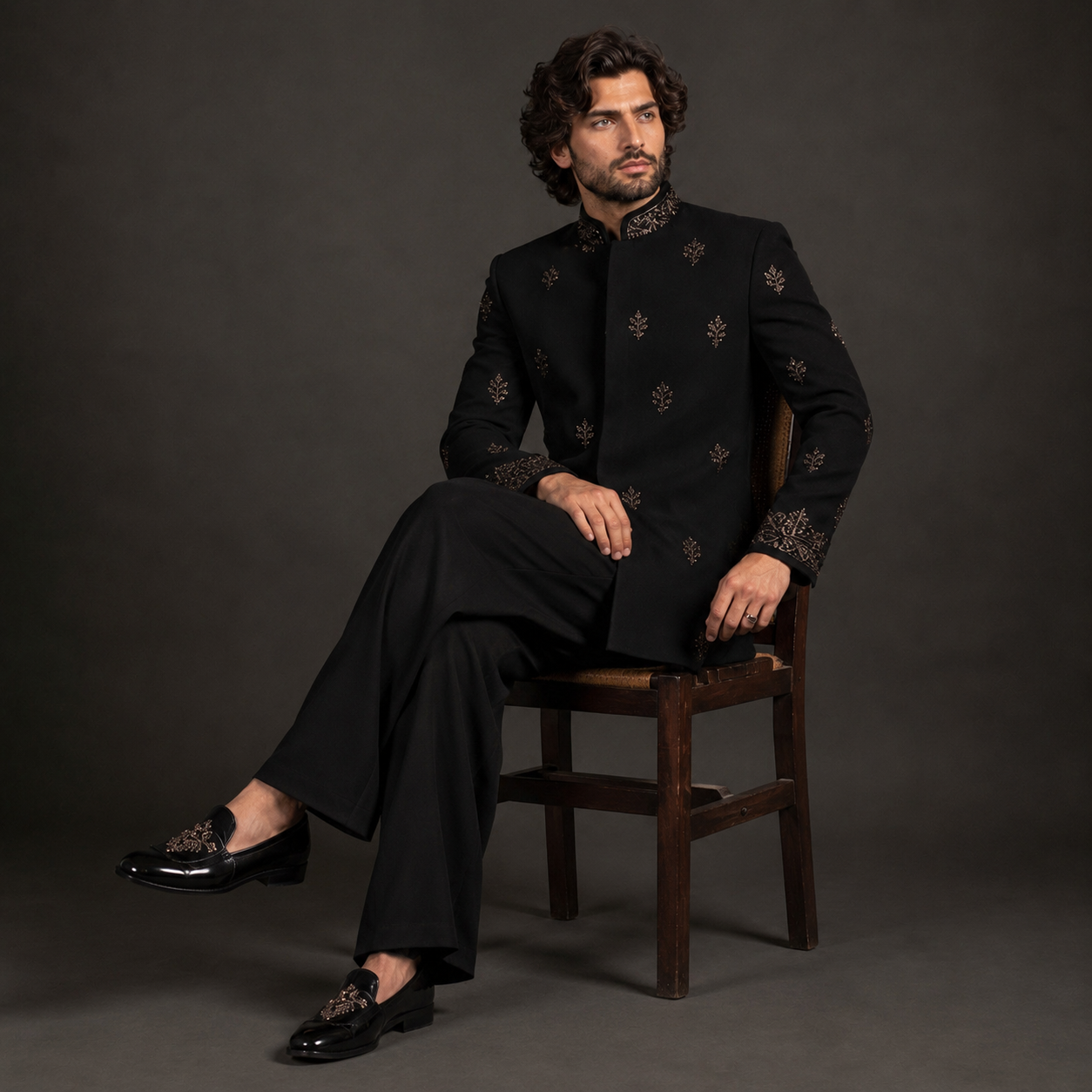 Luxury Black Indo Western Jodhpuri Suit