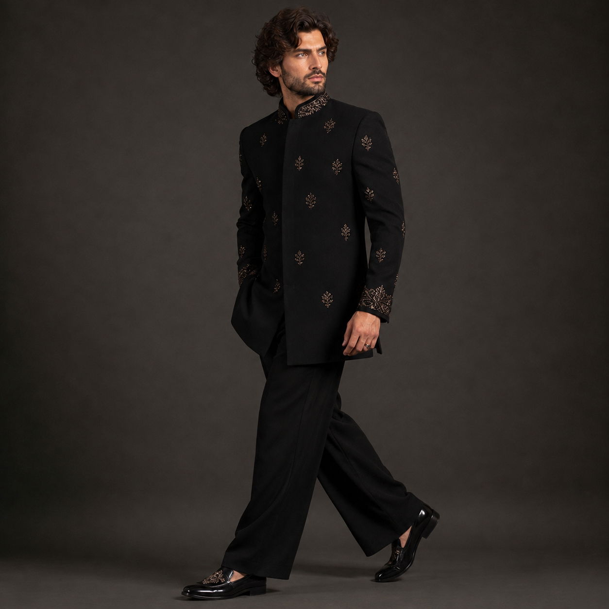 Luxury Black Indo Western Jodhpuri Suit