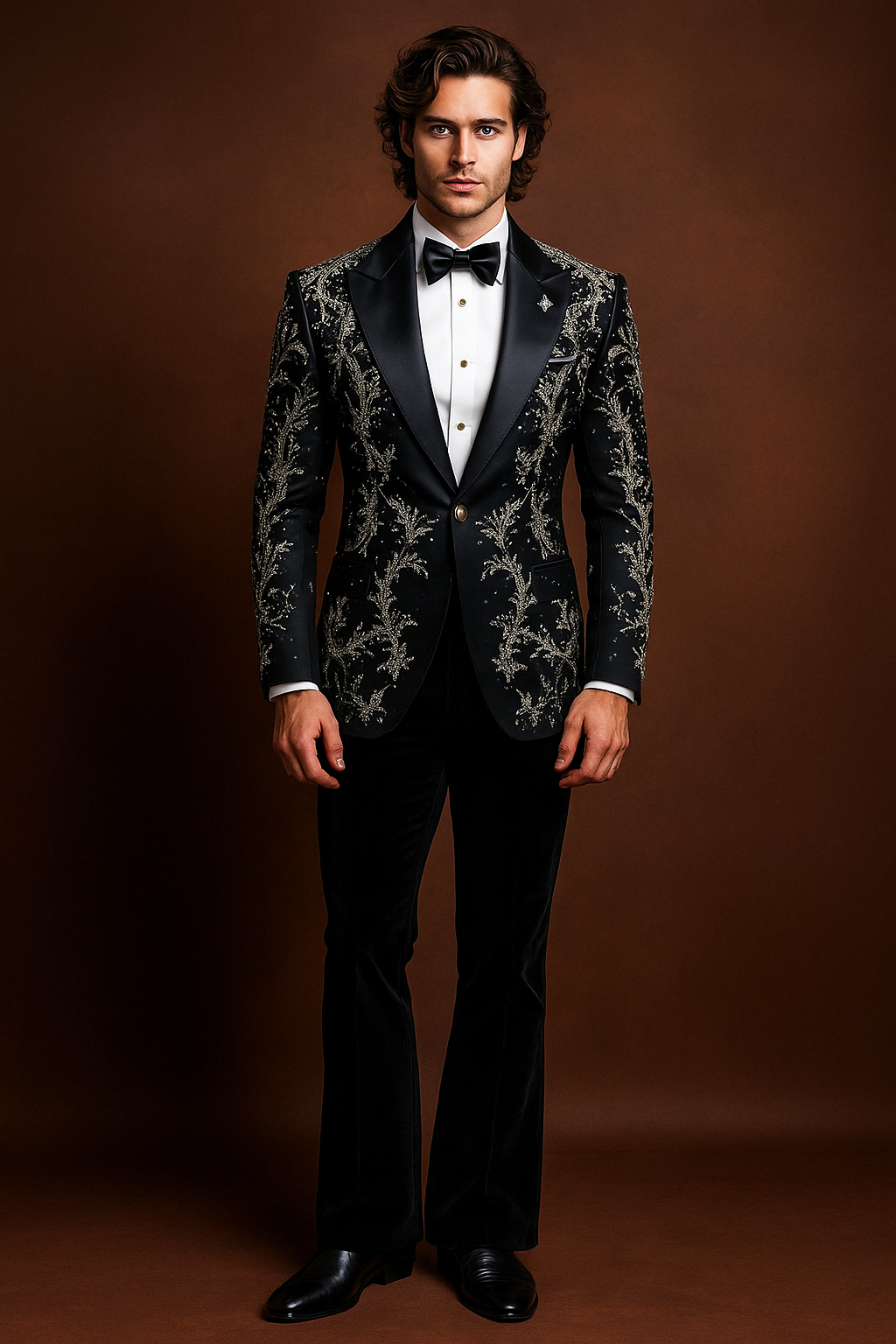 Black Embroidered Tuxedo with Black Pant | Luxury Men’s Suit by P&H by Priyanshu