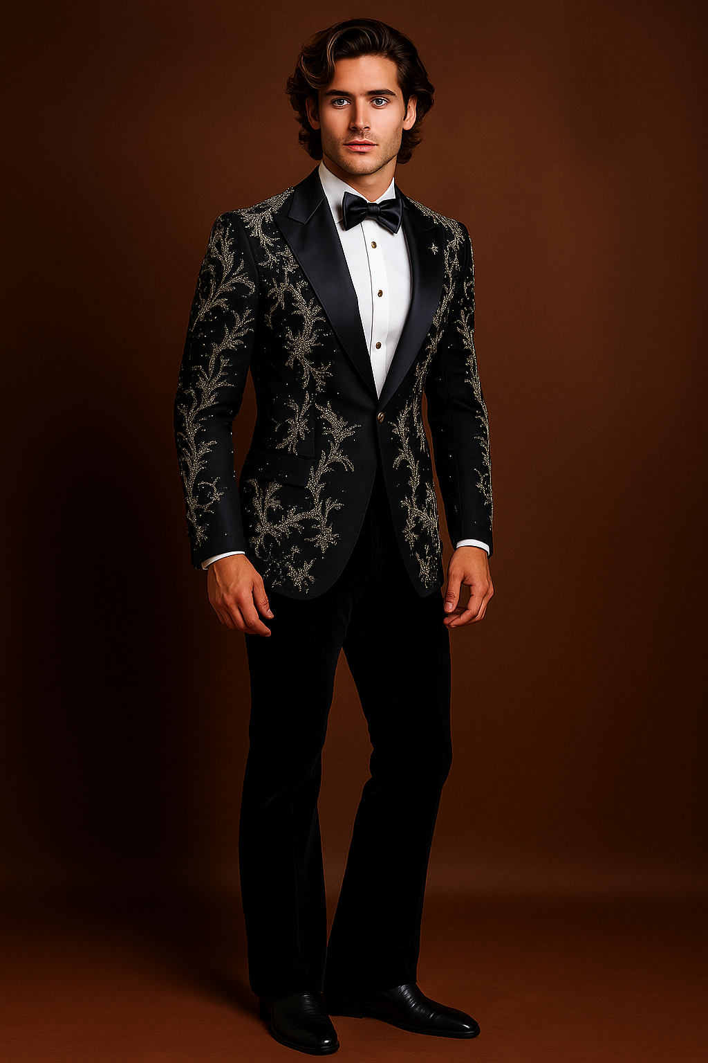 Black Embroidered Tuxedo with Black Pant | Luxury Men’s Suit by P&H by Priyanshu