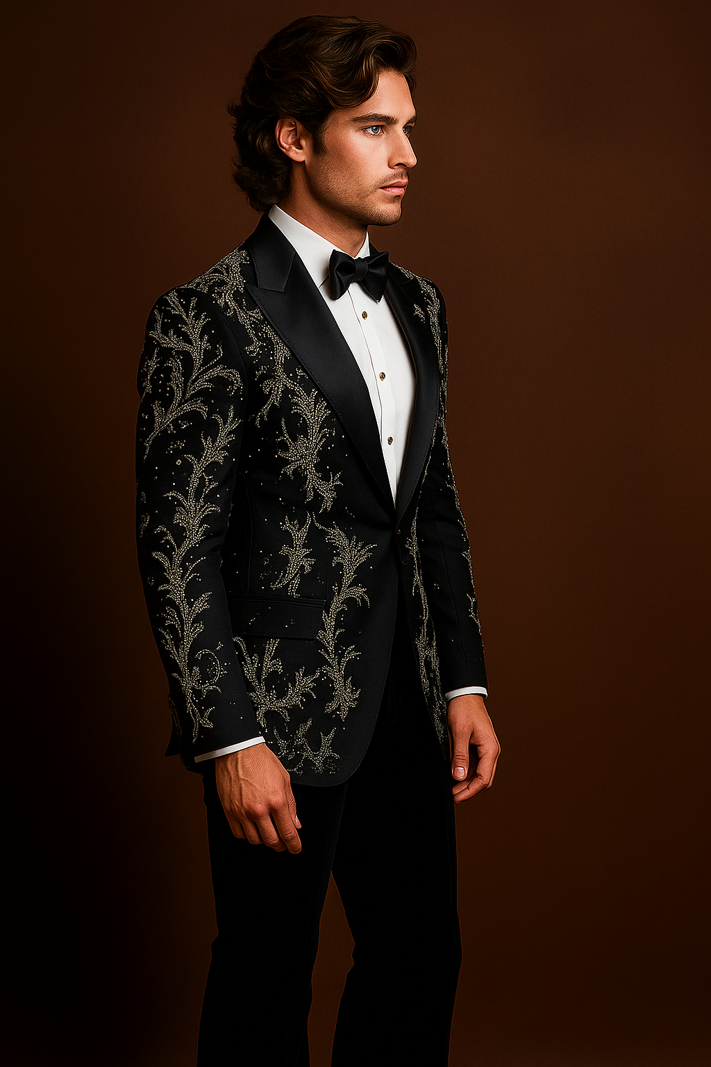 Black Embroidered Tuxedo with Black Pant | Luxury Men’s Suit by P&H by Priyanshu