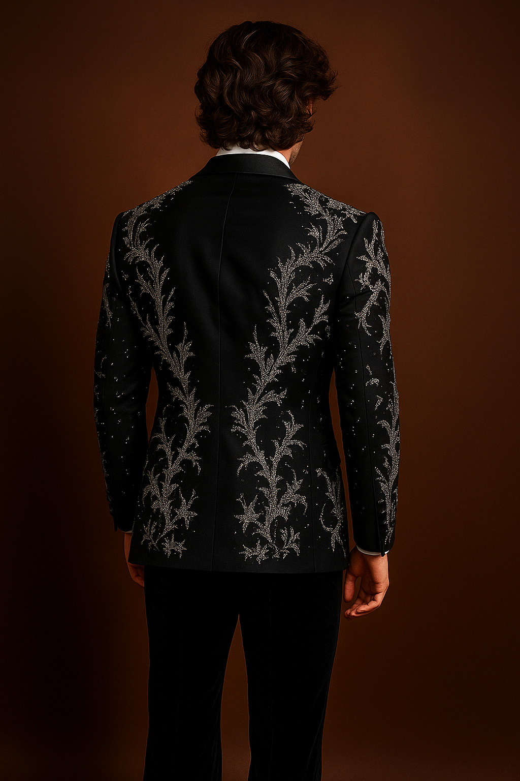 Black Embroidered Tuxedo with Black Pant | Luxury Men’s Suit by P&H by Priyanshu