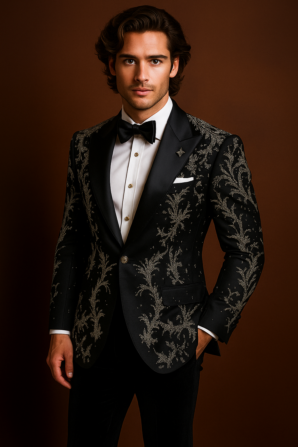 Black Embroidered Tuxedo with Black Pant | Luxury Men’s Suit by P&H by Priyanshu