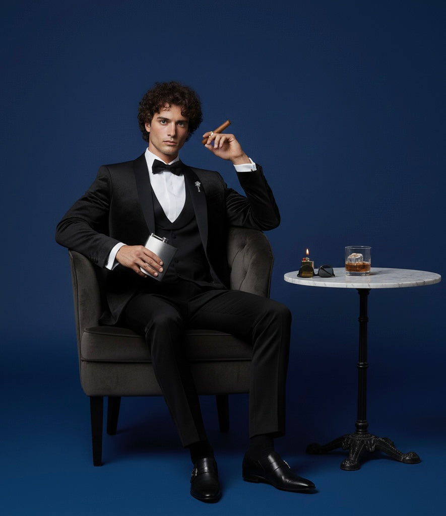 Black Velvet Tuxedo 3-Piece Set for Men | Luxury Evening Wear