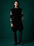 Luxury Black Velvet Indo-Western with Hand Embroidery & Royal Shawl