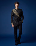 black luxury embroidered jodhpuri bandhgala suit for men wedding