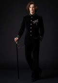 Luxury Black Velvet Suit with Dragonfly Hand Embroidery – Designer Statement Piece