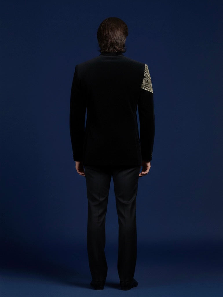 Midnight Royalty Black Velvet Jodhpuri
