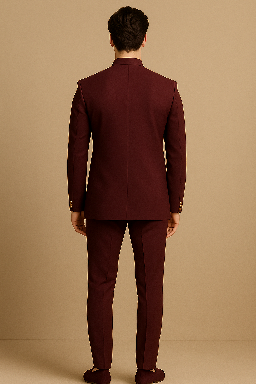 Maroon Wine Jodhpuri Bandhgala Wedding Suit with Gold Tree Embroidery | P&H BY PRIYANSHU