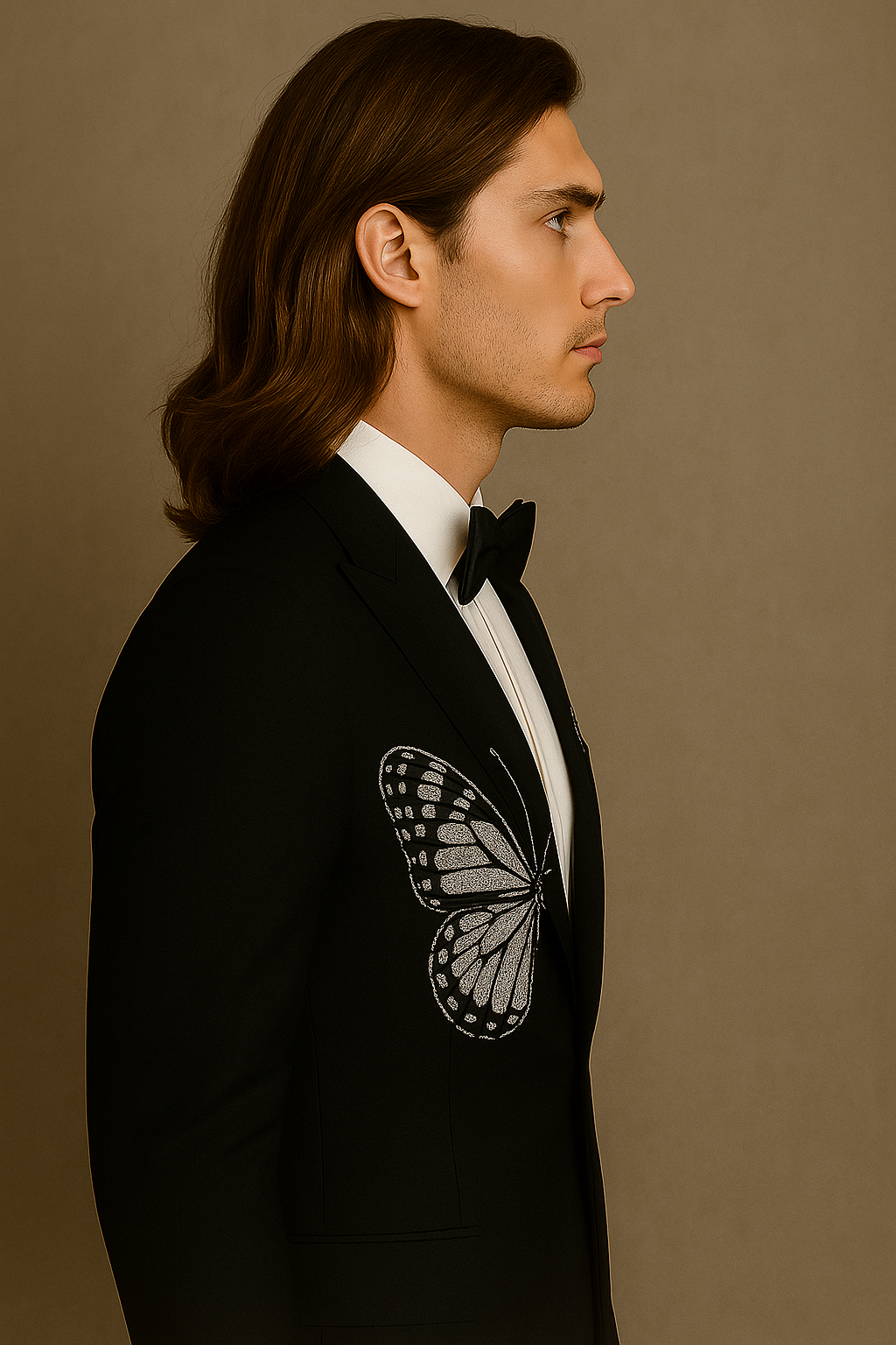 Black Luxury Tuxedo with Butterfly Design | P&H BY PRIYANSHU
