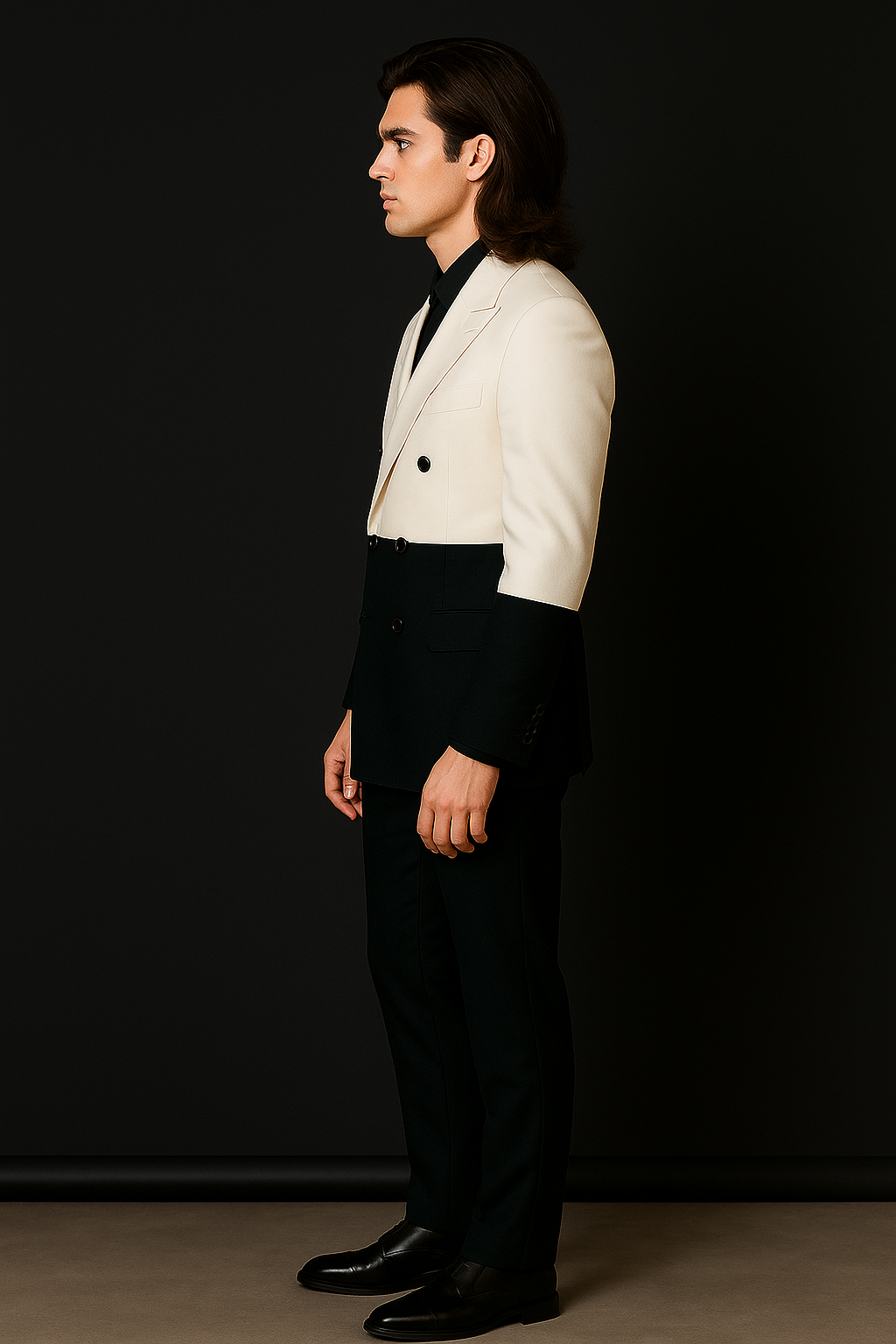 Two-Tone Black & White Double-Breasted Suit with Black Pant | P&H BY PRIYANSHU