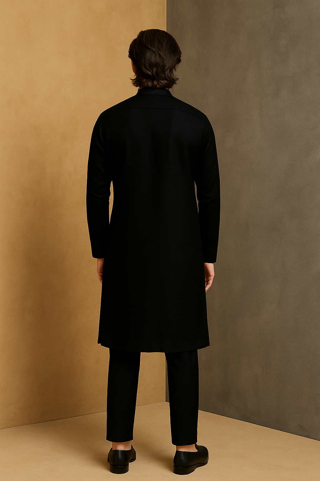 Black Kurta with Gold Hand Embroidery | P&H BY PRIYANSHU