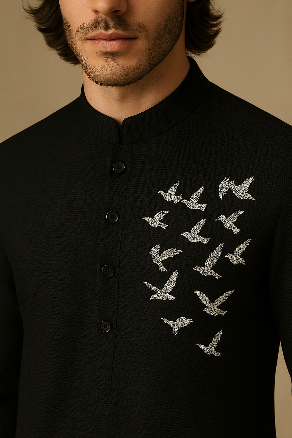 Handcrafted Black Kurta with Hand Embroidery | P&H BY PRIYANSHU