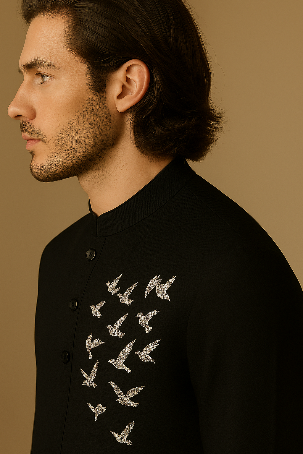 Handcrafted Black Kurta with Hand Embroidery | P&H BY PRIYANSHU