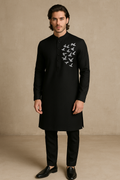 Handcrafted Black Kurta with Hand Embroidery | P&H BY PRIYANSHU