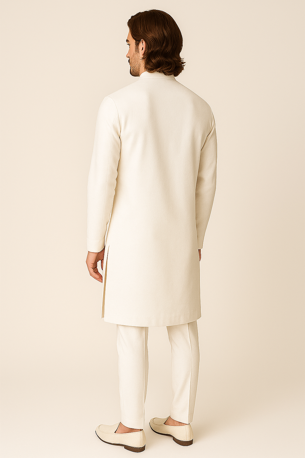 White Kurta Set with Golden Hand Embroidery | P&H BY PRIYANSHU