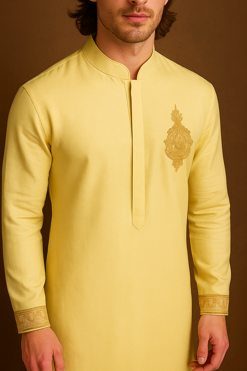 Yellow Embroidered Kurta for Haldi Ceremony | P&H BY PRIYANSHU