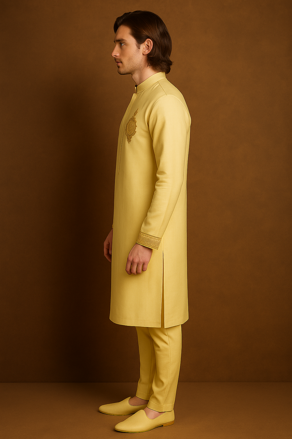 Yellow Embroidered Kurta for Haldi Ceremony | P&H BY PRIYANSHU