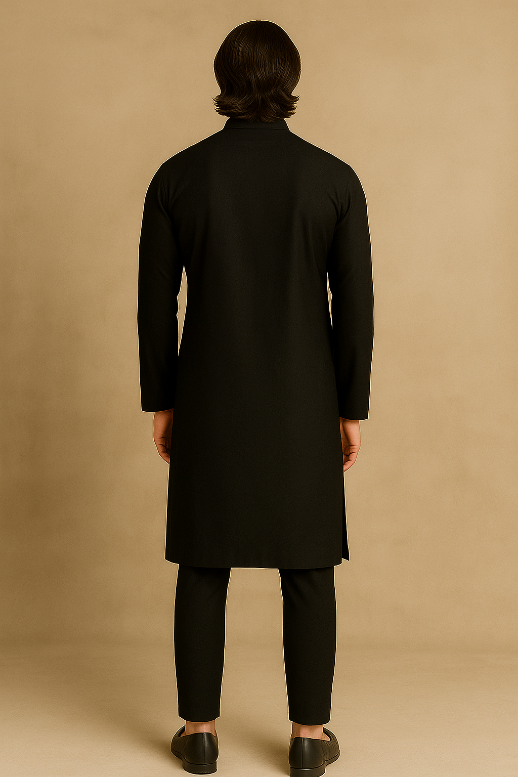 Black Kurta with Handcrafted Floral Embroidery | P&H BY PRIYANSHU