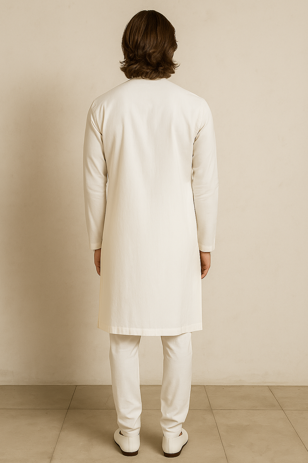 White Kurta with Black Starburst Embroidery | P&H BY PRIYANSHU
