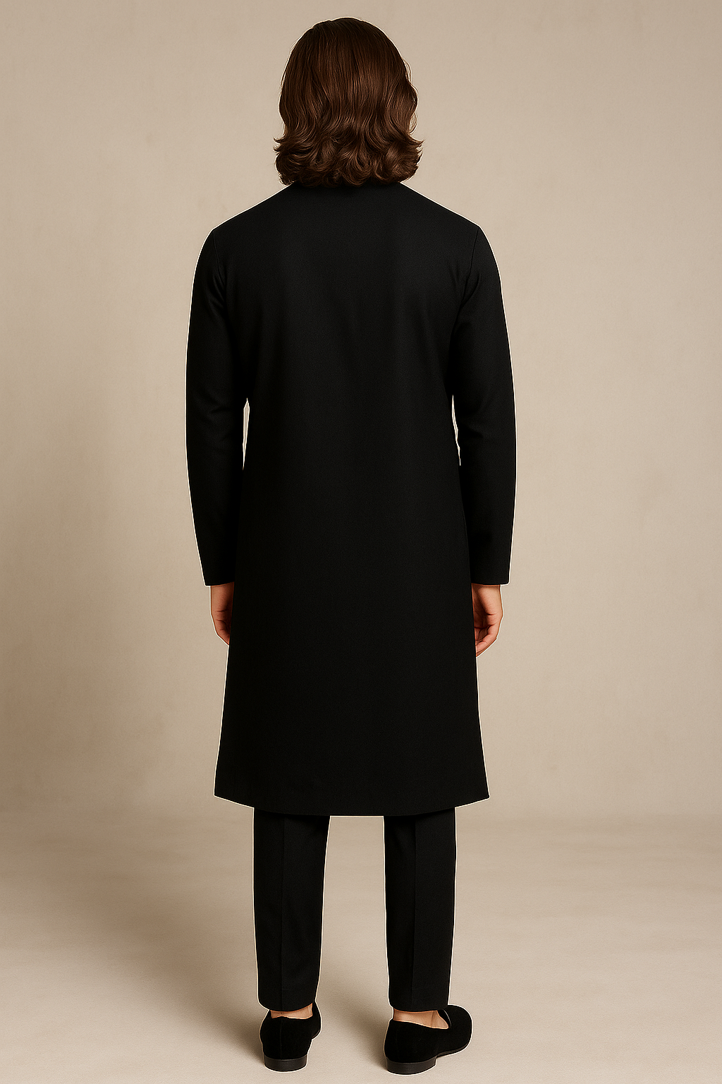 Black Kurta with White Bird Hand Embroidery | P&H BY PRIYANSHU