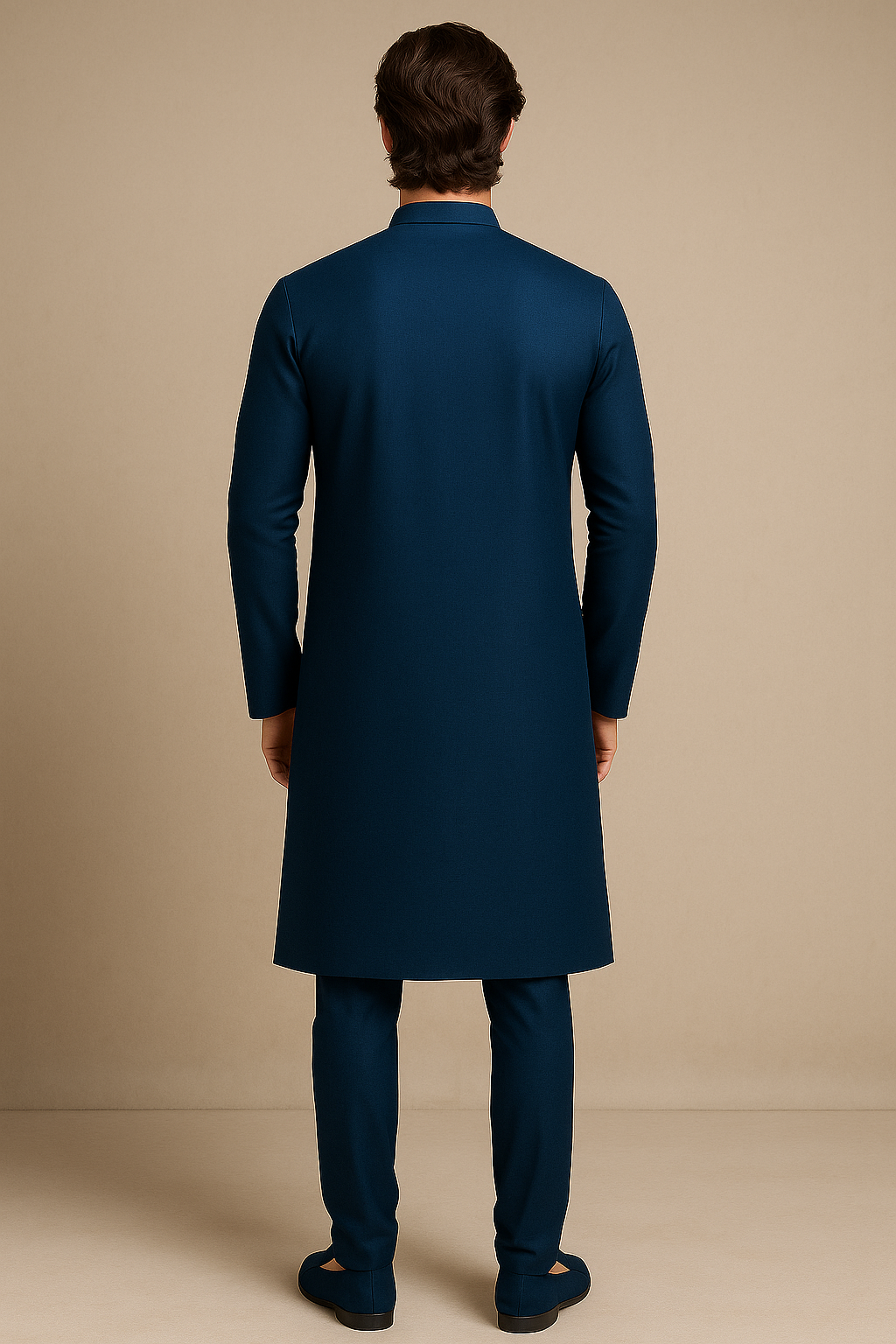 Peacock Blue Kurta with Handcrafted Gold Embroidery | P&H BY PRIYANSHU