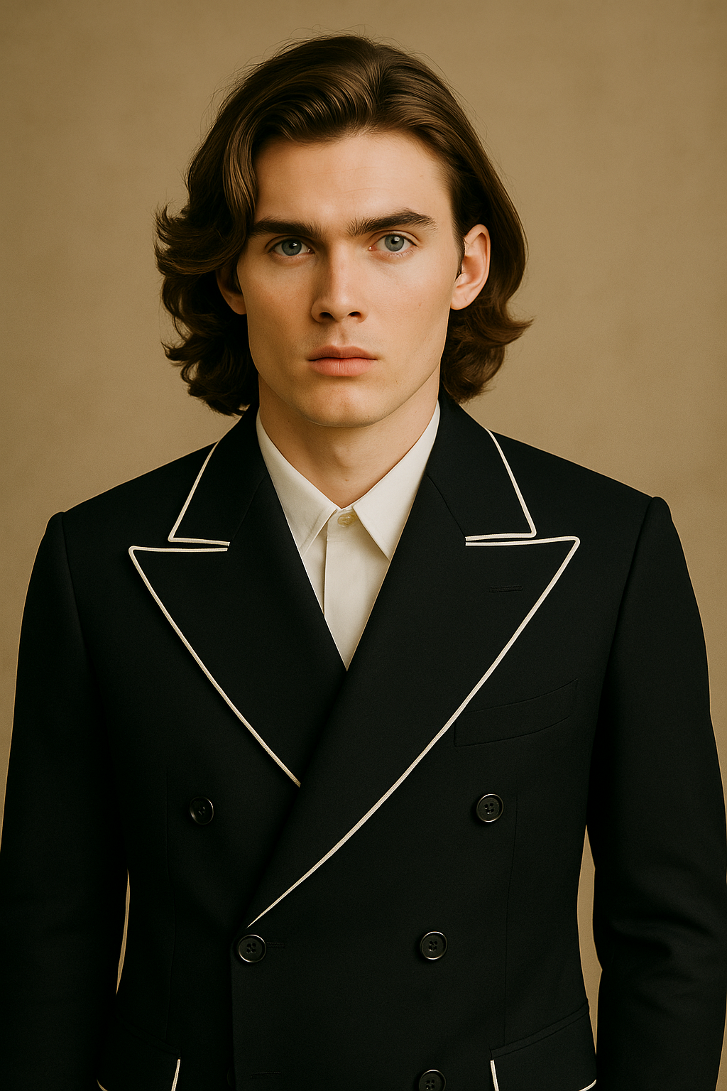 Vintage Luxury Matt Black Double-Breasted Suit for Men with Off-White Pant | Designer Formalwear by P&H by Priyanshu