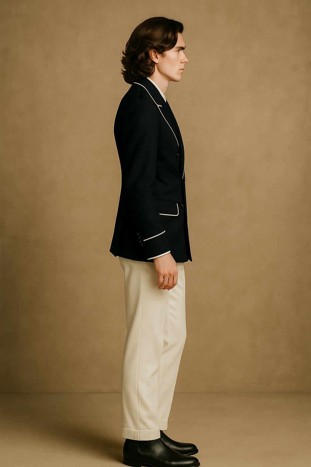 Vintage Luxury Matt Black Double-Breasted Suit for Men with Off-White Pant | Designer Formalwear by P&H by Priyanshu