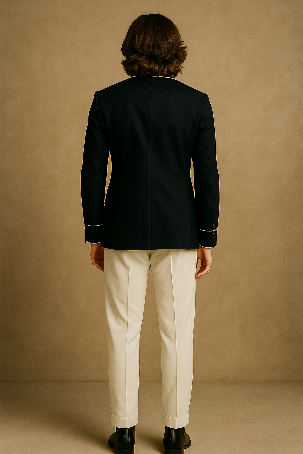 Vintage Luxury Matt Black Double-Breasted Suit for Men with Off-White Pant | Designer Formalwear by P&H by Priyanshu