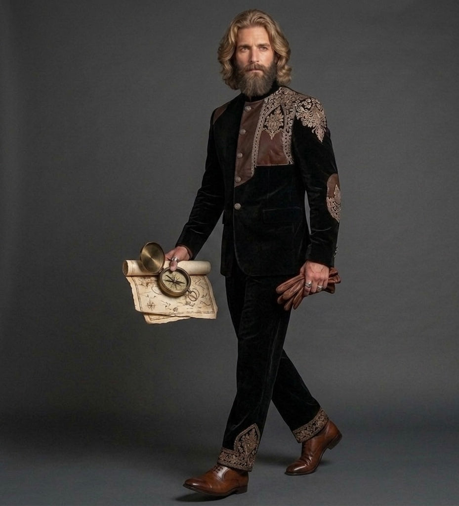 Regal Ember – Premium Black Velvet Jodhpuri Bandhgala Suit