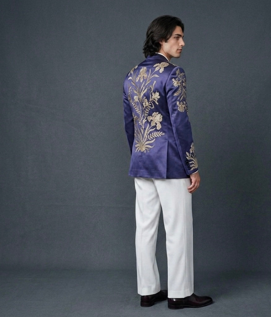 Double Breasted Iris Blue Couture Suit