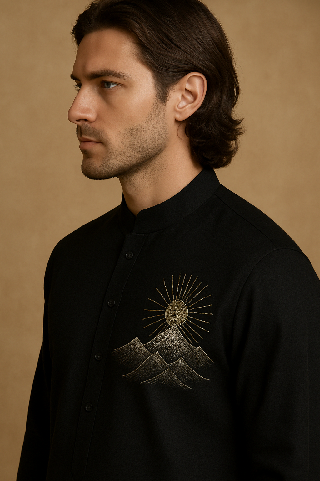 Black Hand-Embroidered Kurta for Men | P&H BY PRIYANSHU
