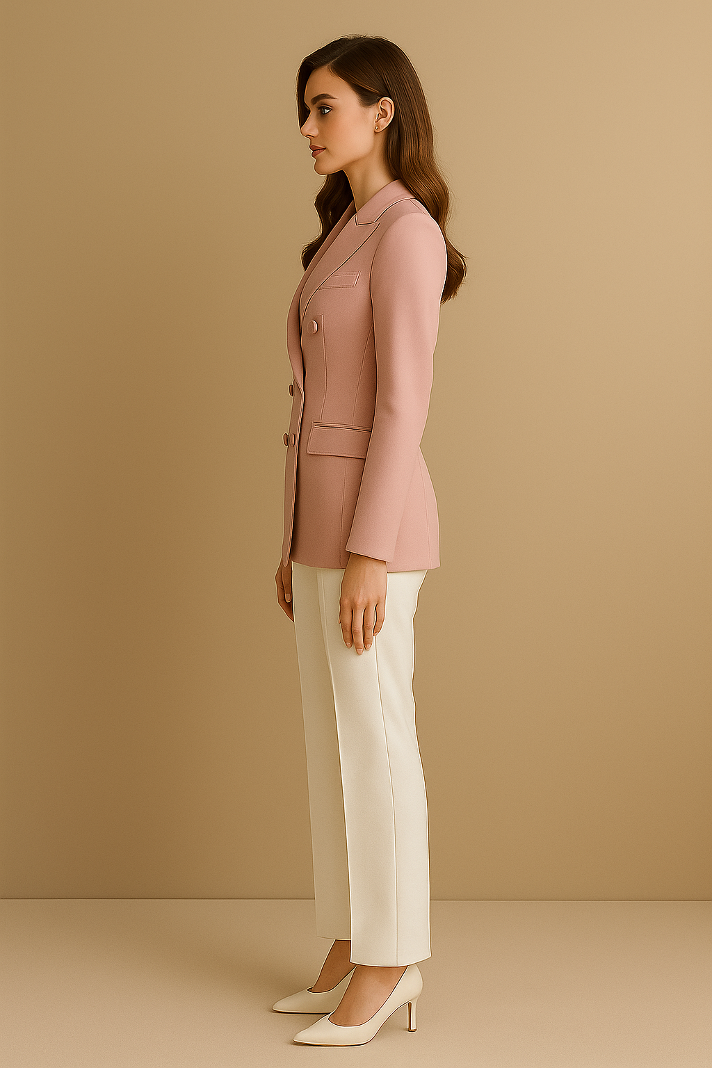 Blush Power – Pink Blazer with White Pant Set