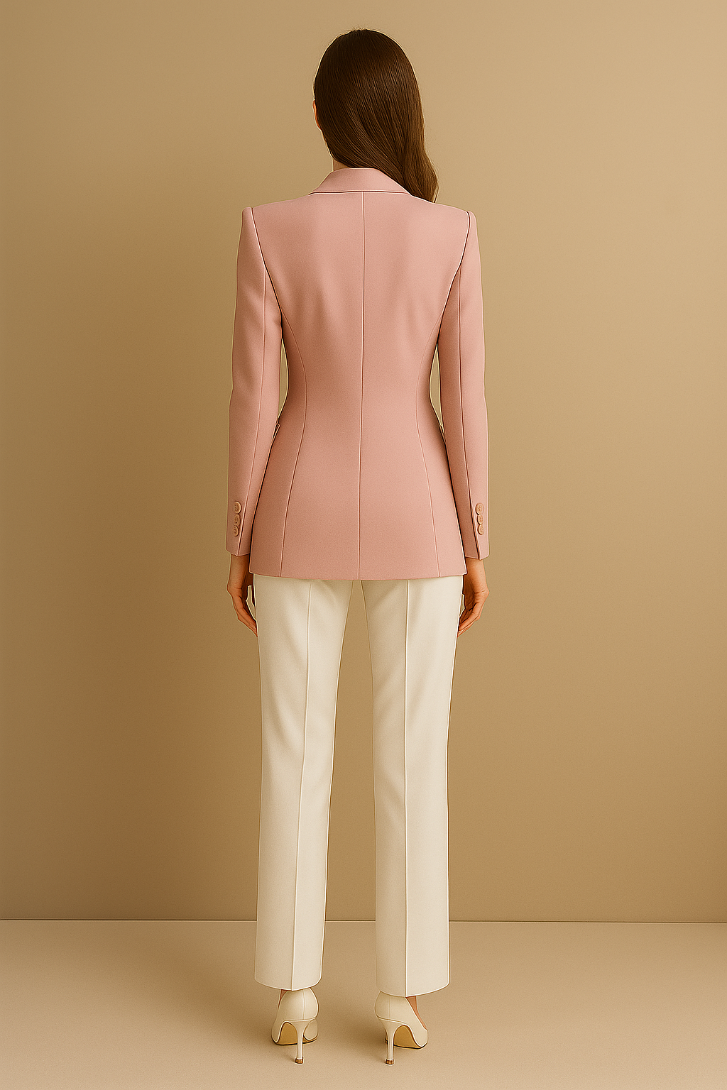 Blush Power – Pink Blazer with White Pant Set