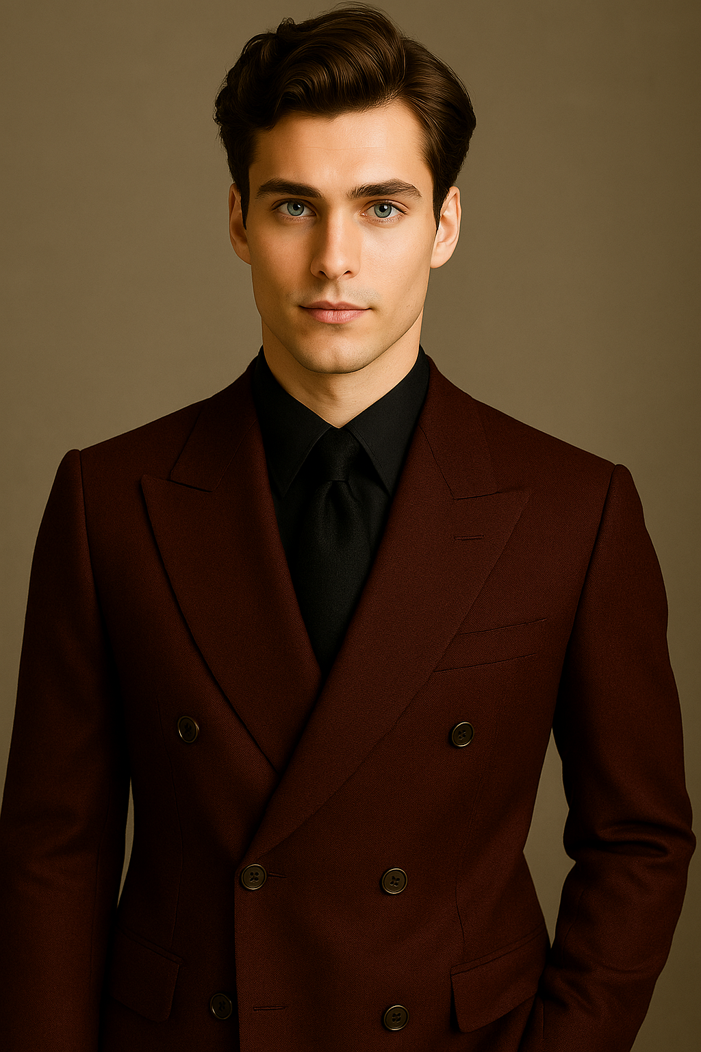 Luxury Wine Double-Breasted Suit Jacket with Black Pants | Imported Fabric Designer Menswear by P&H by Priyanshu