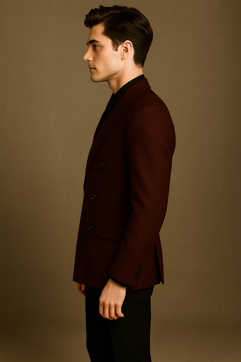 Luxury Wine Double-Breasted Suit Jacket with Black Pants | Imported Fabric Designer Menswear by P&H by Priyanshu