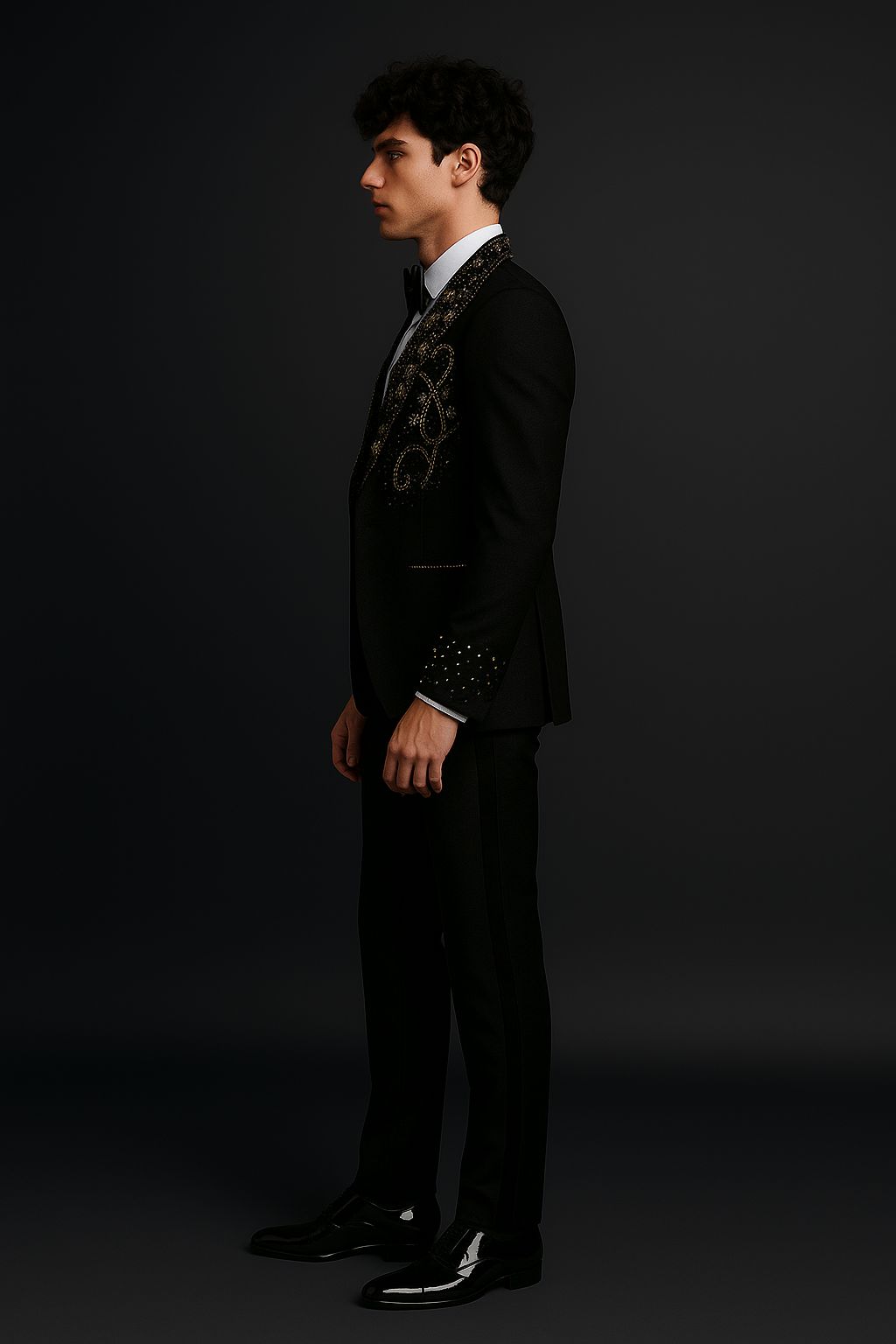 Luxury Hand-Embroidered Black 3-Piece Suit | Designer Formalwear by P&H by Priyanshu