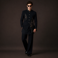 Luxury Black Indo Western Jodhpuri Suit for Men | Hand Embroidered Kurta & Bootcut Pants