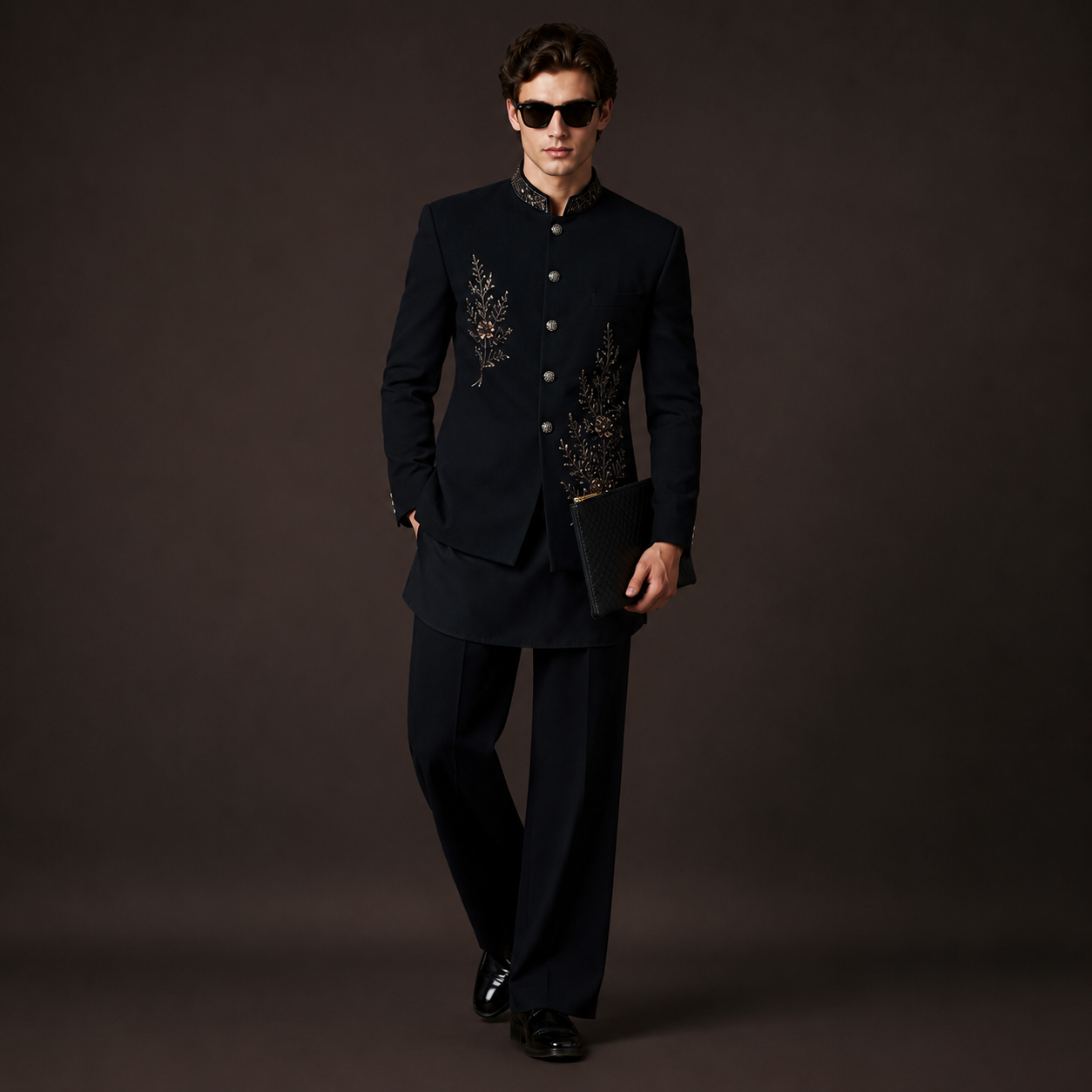 Luxury Black Indo Western Jodhpuri Suit for Men | Hand Embroidered Kurta & Bootcut Pants