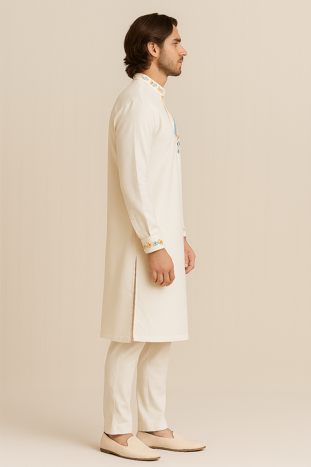 White Hand-Embroidered Kurta Set with Pant | P&H BY PRIYANSHU