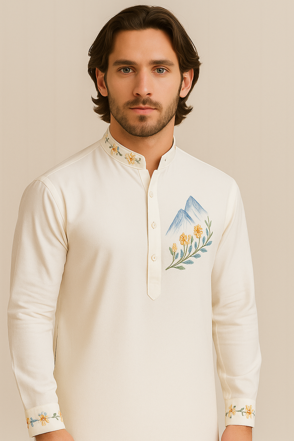 White Hand-Embroidered Kurta Set with Pant | P&H BY PRIYANSHU