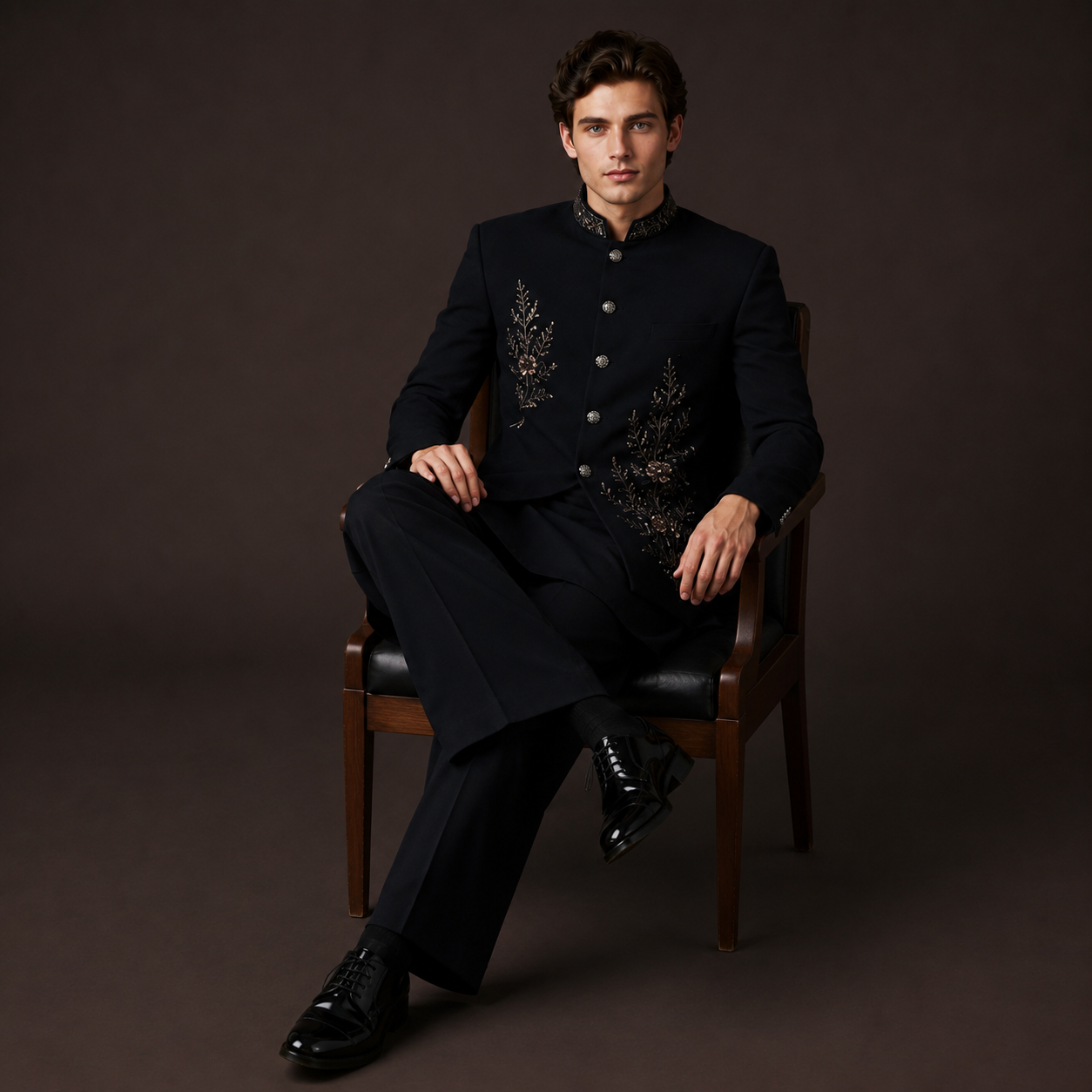 Luxury Black Indo Western Jodhpuri Suit for Men | Hand Embroidered Kurta & Bootcut Pants