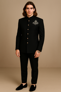 Black Luxury Jodhpuri Bandhgala Suit with Hand Embroidery | P&H BY PRIYANSHU
