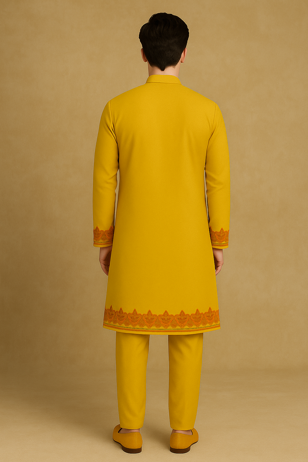 Yellow Hand-Embroidered Kurta for Haldi Ceremony | P&H BY PRIYANSHU