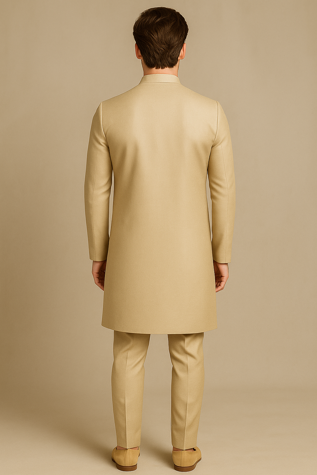 Beige Kurta with Gold Embroidery Patterns | P&H BY PRIYANSHU