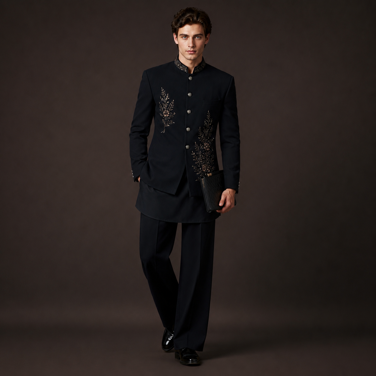 Luxury Black Indo Western Jodhpuri Suit for Men | Hand Embroidered Kurta & Bootcut Pants