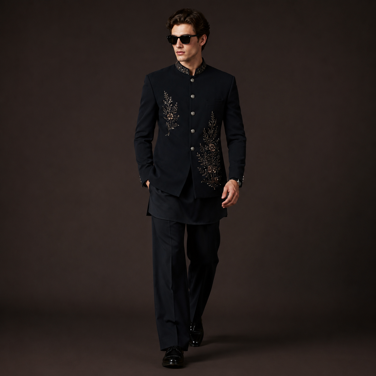 Luxury Black Indo Western Jodhpuri Suit for Men | Hand Embroidered Kurta & Bootcut Pants