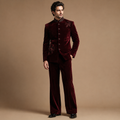 Luxury Dark Maroon Wine Groom Jodhpuri Suit | Hand Embroidered Wedding & Engagement Suit with Matching Pants